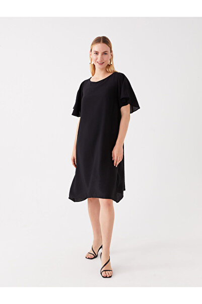 LC Waikiki Dámské šaty – výstřih s výstřihem, rovný střih, krátký rukáv