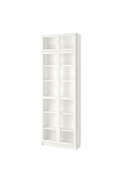IKEA BILLY, cam kapaklı kitaplık, beyaz, 80x30x237 cm