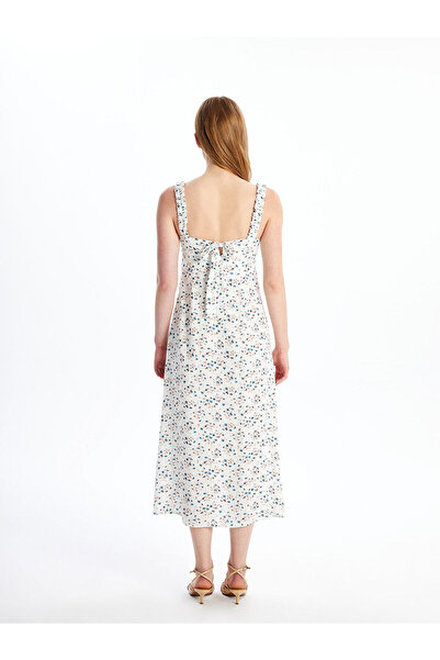 LC Waikiki White Heart Neck Floral Women's Dress