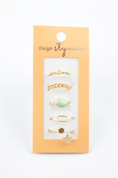 Sortie Aksesuar Yıldız ve Burgu Figürlü Mineli 5'li Ayarlanabilir Yüzük Seti ...