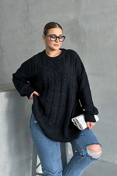 Stil Diva Long Sleeve Crew Neck Plus Size Knitwear Sweater - Dg-05