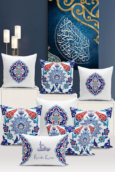 Bertille Home Seria Ramadan - Set de 8 huse de pernă imprimate digital