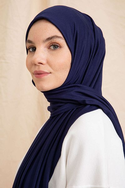 PURESCARFS Şal din bumbac pieptănat bleumarin