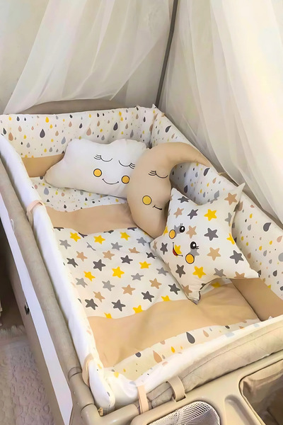 Park Yatak Bebek Uyku Seti Nevresim Takımı 70x110 Damla Kahverengi