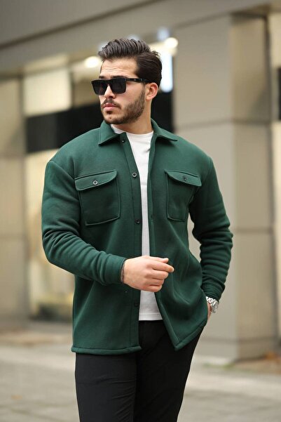 eg38 Mrs 3 İplik Cepli Gömlek Zümrüt Yeşili