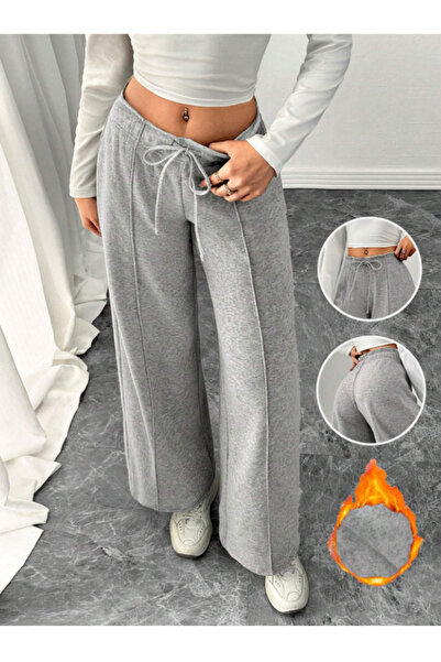 CAONNES Сиви широки панталони и панталони за жени с големи размери - еластичн...