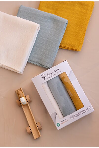 lizayn home طقم بطانية وبطانية موسلين متعددة الأغراض مكون من 3 قطع 100% قطن ص...