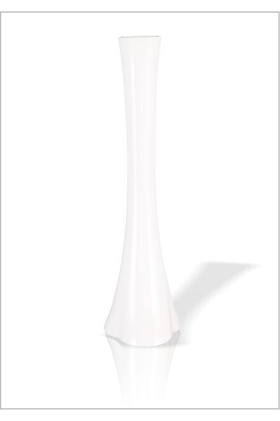 M3DECORİUM Ψηλό 80cm Λευκό Πόδι Ελέφαντα Κωνικό Κεκλιμένο Συρρικνούμενο Ψηλό Γυάλινο Βάζο Φαρδιά Βάση Γωνιακό Τραπέζι Βάζο Τραπεζάκι σαλονιού