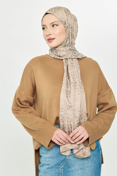 Scarf Bohemian Jacquard Shawl - Gi Shine, Milk Coffee Beige
