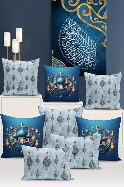 Bertille Home Seria Ramadan - Set de 8 huse de pernă imprimate digital