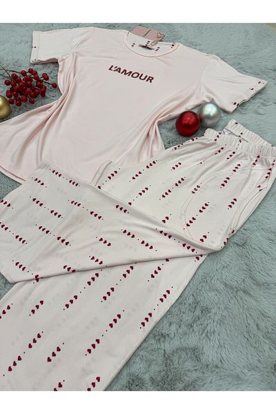 pijamaworld New Season Milan Fabric Short Sleeve Capri Pants with Pocket Pajama Set