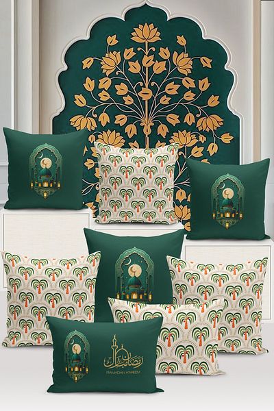Bertille Home Seria Ramadan - Set de 8 huse de pernă imprimate digital