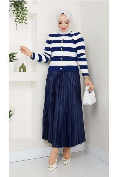 ADAS BUTİK Skirt and Pleat Set - Knitwear Fabric