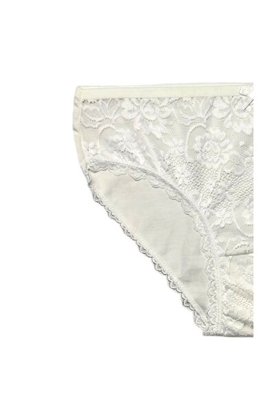 Gizli Butik Set of 6 Ecru Color Lace Cotton Women's Bikini Panties