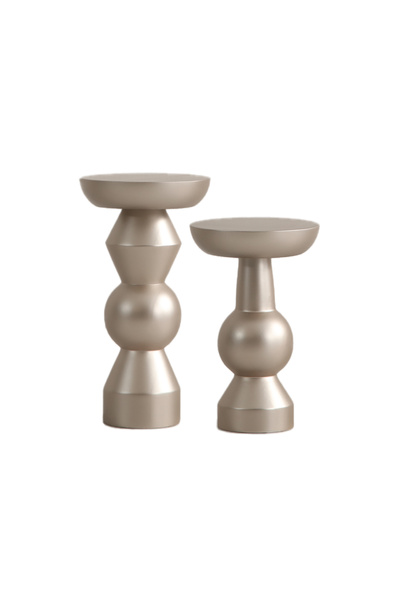 More Wood Design Doğal Ahşap 2'li Mantar Sehpa