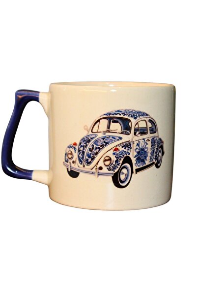 Meturas Decorative Patterned Ceramic Mug, Blue-White, 225 ml (Blue 9)