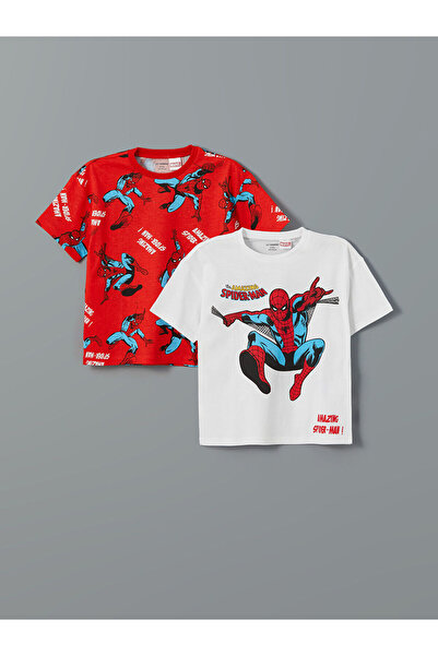 LC Waikiki تي شيرت للأولاد مطبوع عليه سبايدر مان للموسم الجديد قطعتين - S5AY29Z1