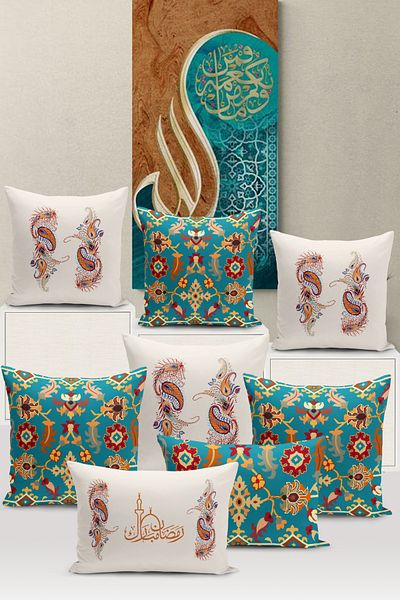 Bertille Home Seria Ramadan - Set de 8 huse de pernă imprimate digital