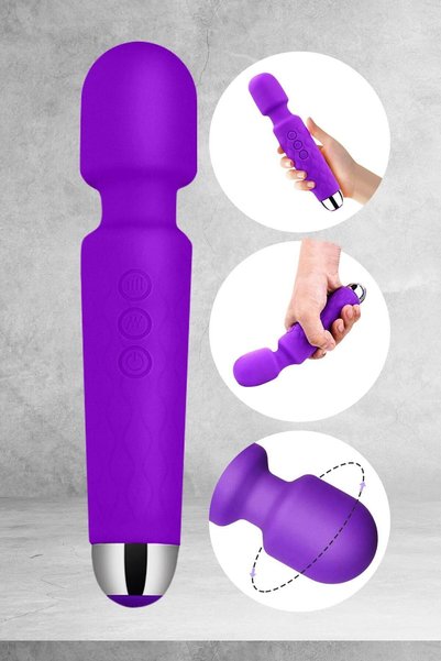 Byanes Vibratör Şarjlı Dokumatik Teknolojik Vibratör Dildo Mor