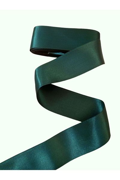 yörük tuhafiye 10 Meters Dark Green Emerald Satin Ribbon - 6 cm One Ball
