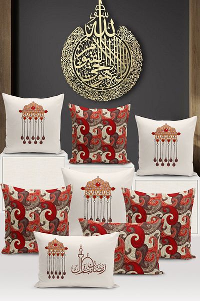 Bertille Home Seria Ramadan - Set de 8 huse de pernă imprimate digital