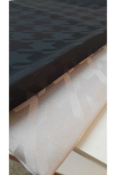 FDCOLLECTİON Συσκευασία 2 Μαύρο και Πέτρινο Χρώμα Χρυσόξυλο Μοτίβο Μεταξένιο Ζακάρ Σάλι