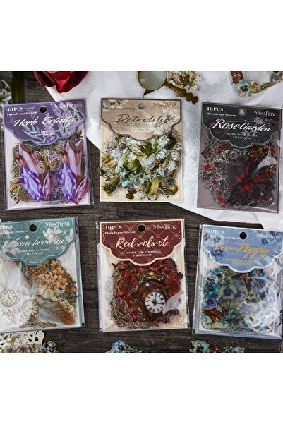 İthal W1-40 adet cicek cerceve PET sticker - Numara : 1