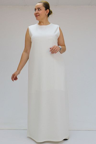 Eslina 42050 Plus Size Osyho Αμάνικο Φόρεμα - Εκρού