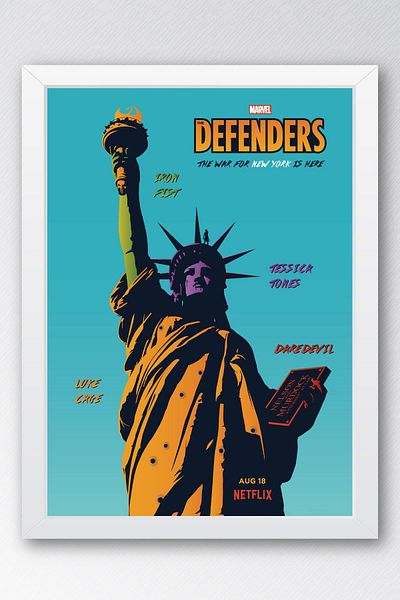 Saturn Pictură înrămată The Defenders - Pictură poster Marvel The War For New York