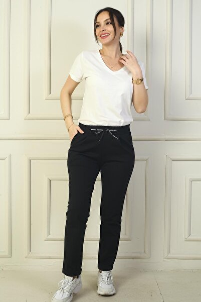 By Saygı Women's Elastic Waist Side Pocket Full Lycra Steel Double Leg Pants