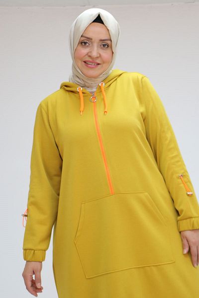 Eslina 48096 Mustard Osyho Tunic - Plus Size with Kangaroo Pockets