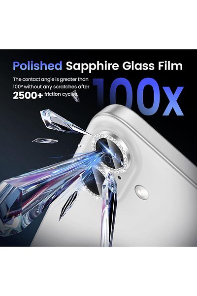 USIDE إطار معدني زجاجي واقٍ للكاميرا 9H متوافق مع هاتف Iphone 16 و16 Plus - فضي حجري [مجموعة من 3]