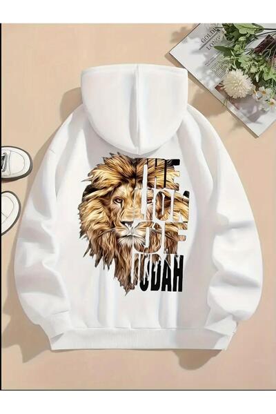 Baxia Pamuklu Özel Tasarım ASLAN Baskılı SARI KIRMIZI SİYAH Çocuk Sweatshirt ...