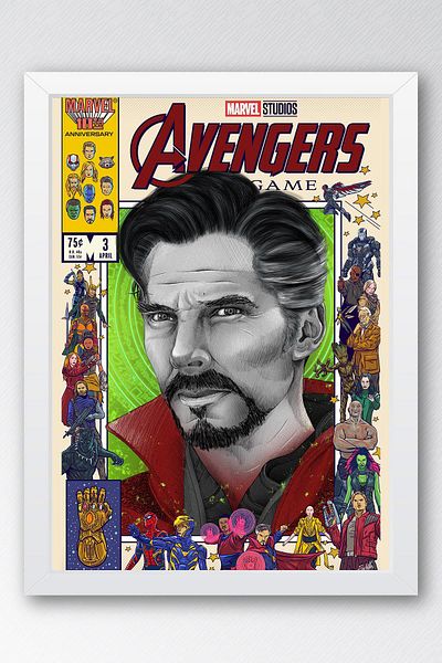 Saturn Tablou înrămat Doctor Strange - Poster de copertă de benzi desenate Marvel Avengers