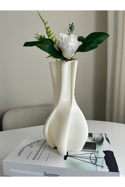 vita Luna Dayanıklı Modern Dekoratif Seramik Görünümlü Plastik Vazo Çiçeklik