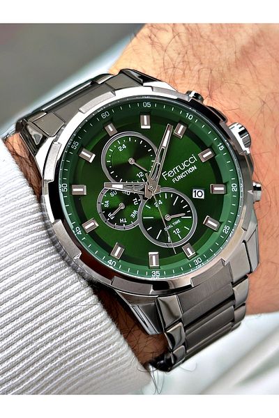 Ferrucci Smoke Colored 3 Atm WaterprooF men's Wristwatch - Steel Cord