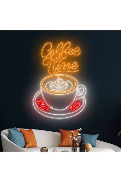 Coffee Time Yazılı ve Şekilli Neon Tabela