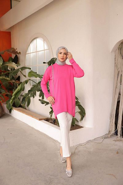Nefise Cold Key Orversize Crew Neck Tunic