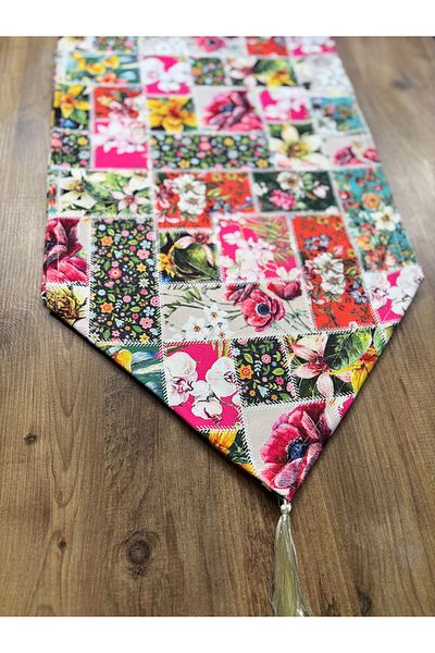 HALFART Πολύχρωμα λουλούδια Duck Linen Αδιάβροχο Runner