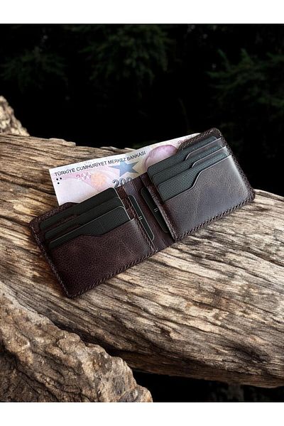 Safir Leather Италиански кожен портфейл Lydia Special - тъмнокафяв