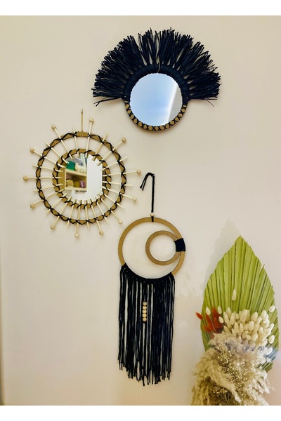 kattuna Bohem Hasır Duvar Dekorasyon Ürünü 3’lü Set