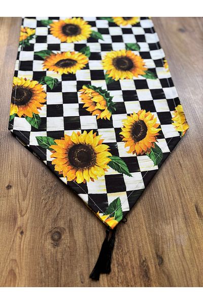 HALFART Dama Sunflower Duck Linen Runner rezistent la apă și rezistent la murdărie