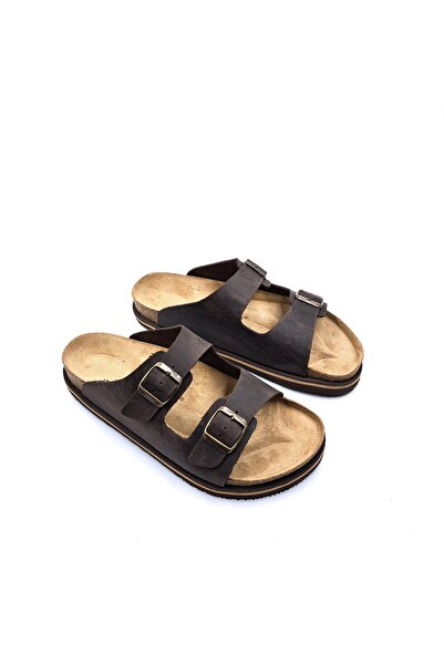 Hammer Jack Справжня нубукова шкіра, з двома пряжками, коричневі чоловічі тапочки