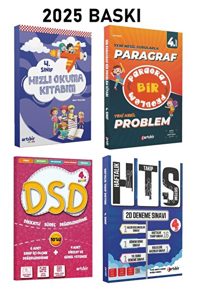 Artıbir Yayınları 4.Sınıf Muhteşem 4lü Set (Bir Paragraf Bir Problem--Dikkatl...