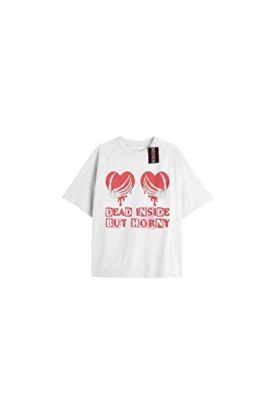 TIMESWASTINGIRL Tricou unisex Y2K „Dead Inside But Still Horny”.
