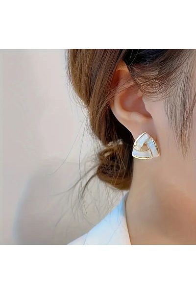 Eva Flore Elegant Triangle Glazed Earrings