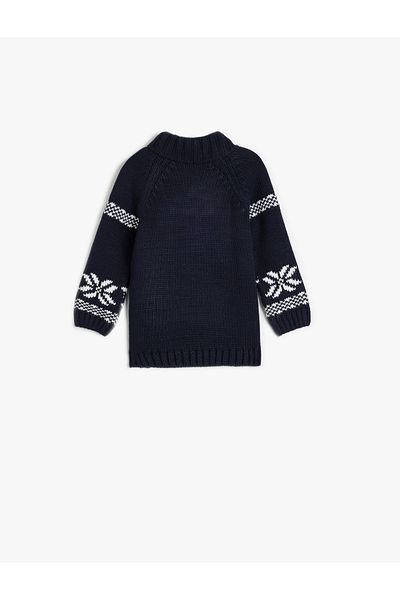Koton Kt - Deer Print Long Sleeve and Button Detail Sweater