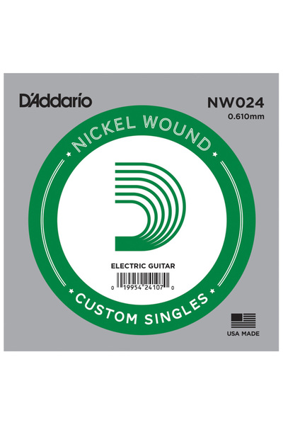 Daddario D'Addario Acoustic or Electric Nickel Wound Singles .024 Elektro ve ...