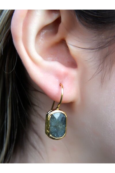 esha Doğal Taş Labradorit Doğal Taşlı Altın Kaplama Kadın Küpe euku3l