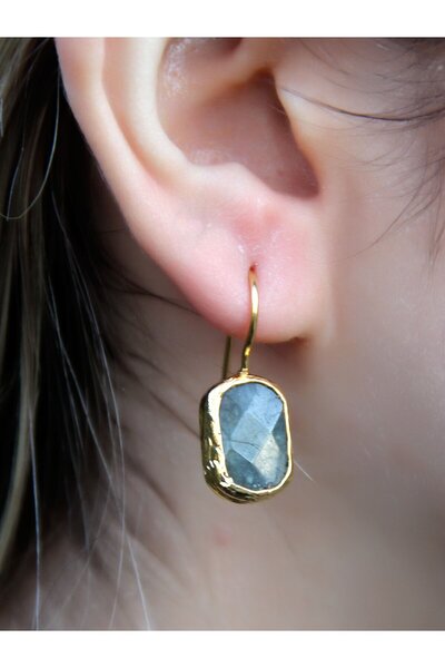 esha Doğal Taş Labradorit Doğal Taşlı Altın Kaplama Kadın Küpe euku3l